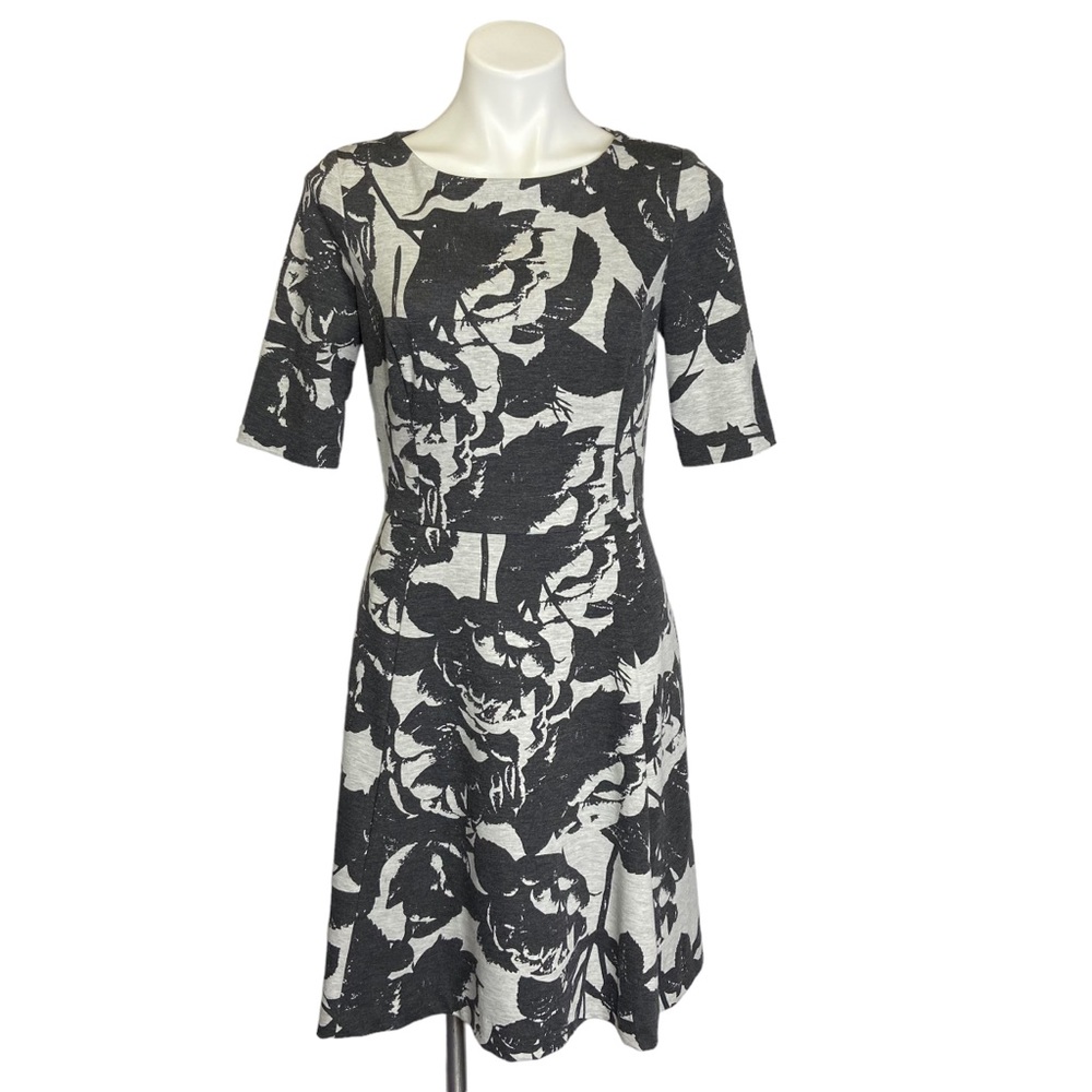 VINCE CAMUTO Floral 1/2 Sleeve Dress with Pockets Gray Womens Size 8